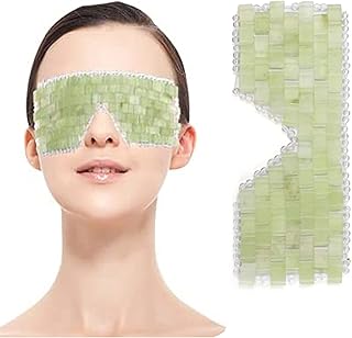 Jade Eye Mask, Natural Jade Stones Anti Aging Sleeping Eye Mask, Hot and Cold Therapy Face Eye Mask Eye Beauty Skin Care Massage Tool for Reduce Fatigue Puffy Eyes Dark Circles Migraine and Meditation