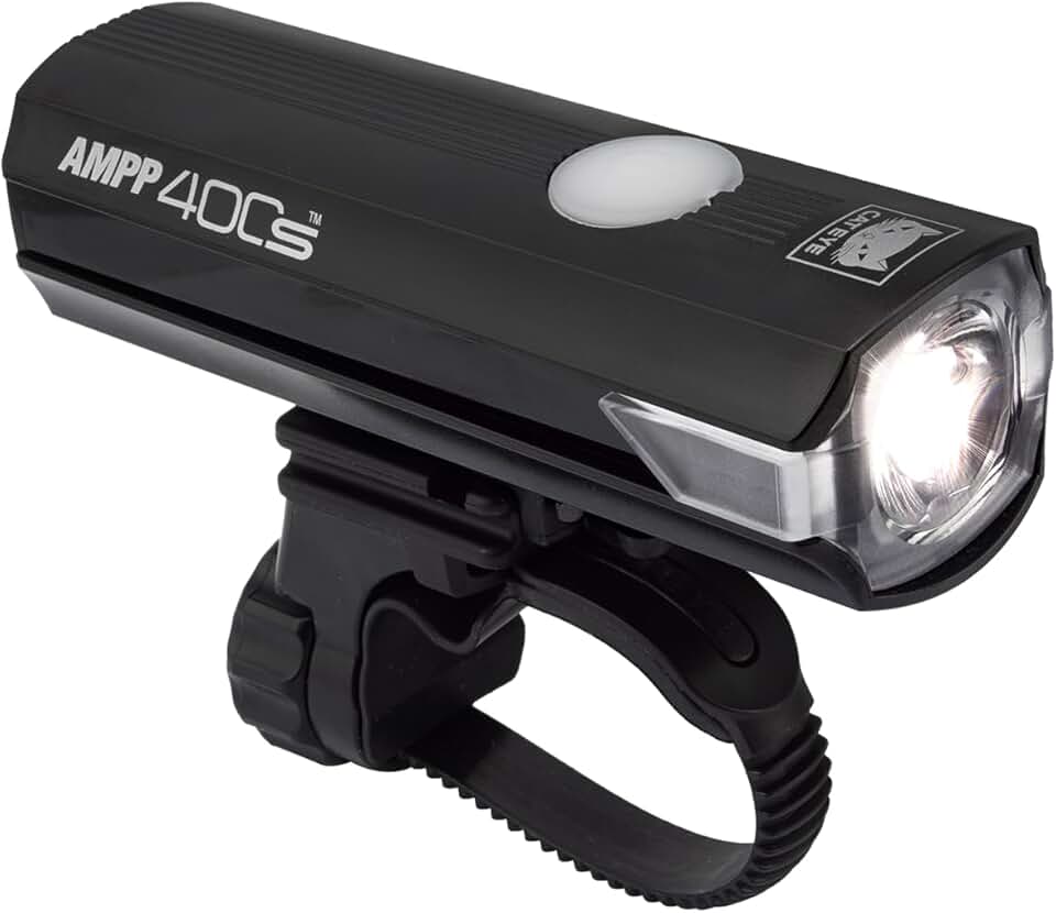 CATEYE AMPP USB Rechargeable Bike Light – High Visibility Super Bright OptiCube™ Headlight for Commuters, Road Cyclists &amp; Mountain Bikers, Day &amp; Night Riding Modes, IPX4 Waterproof, Tough &amp; Durable