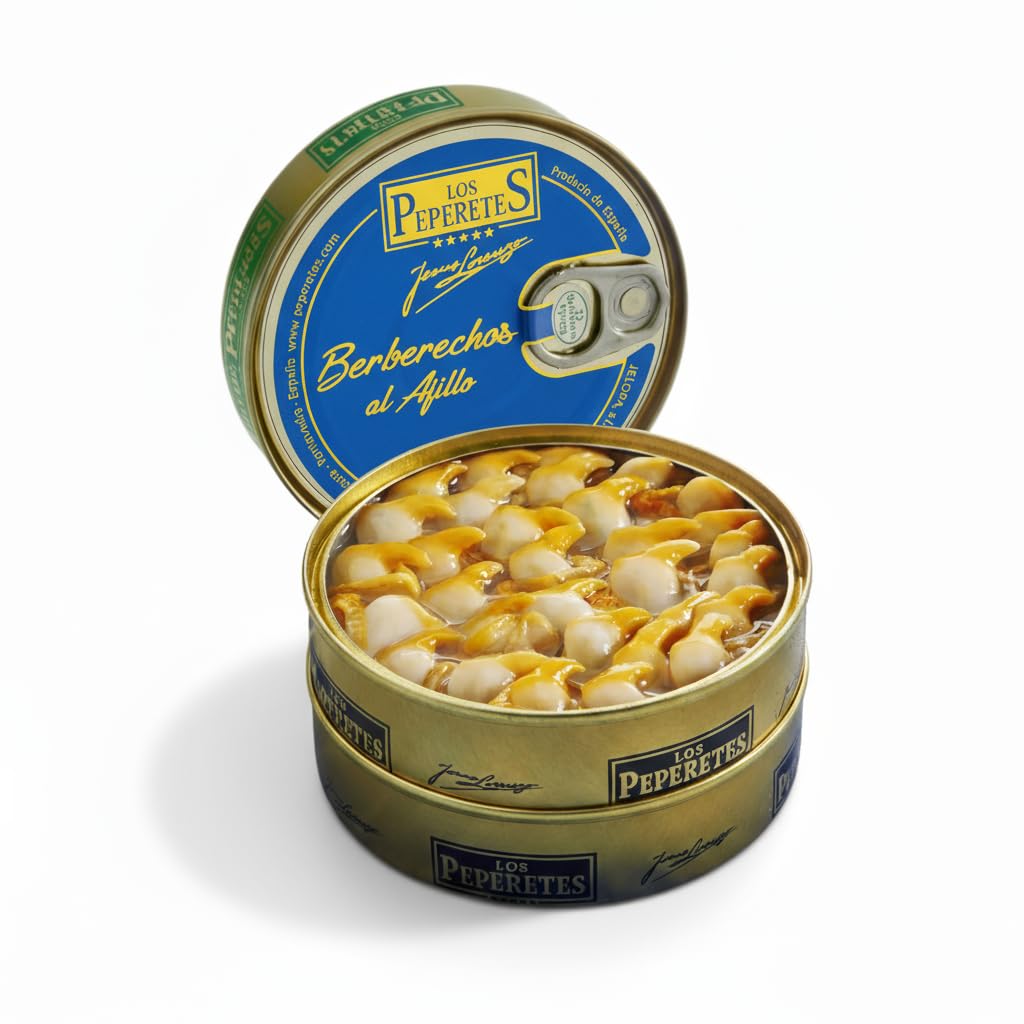 LOS PEPERETES Berberechos al Ajillo 120 g Conserva Premium Aceite de Oliva Ajo Guindilla