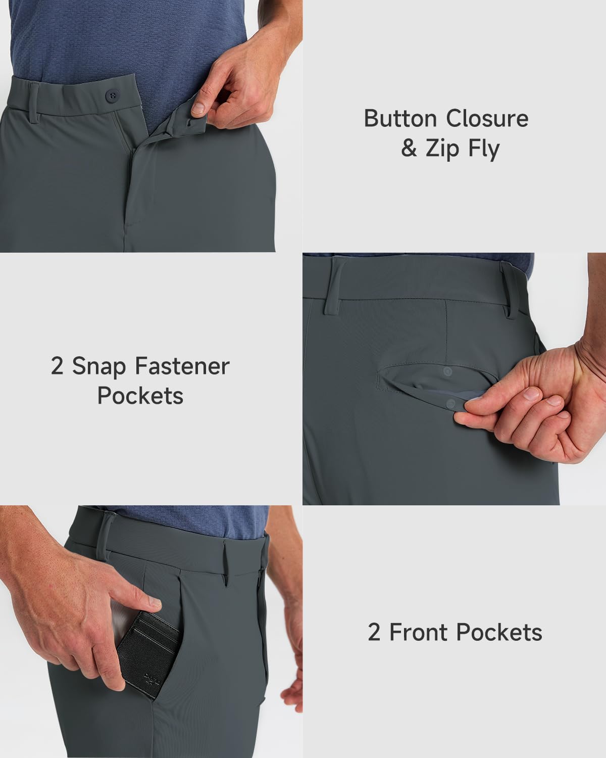 SNOWTEN Pantalon de jogging de golf pour homme avec 5 poches, coupe extensible, pour le travail, la course à pied, la salle de sport