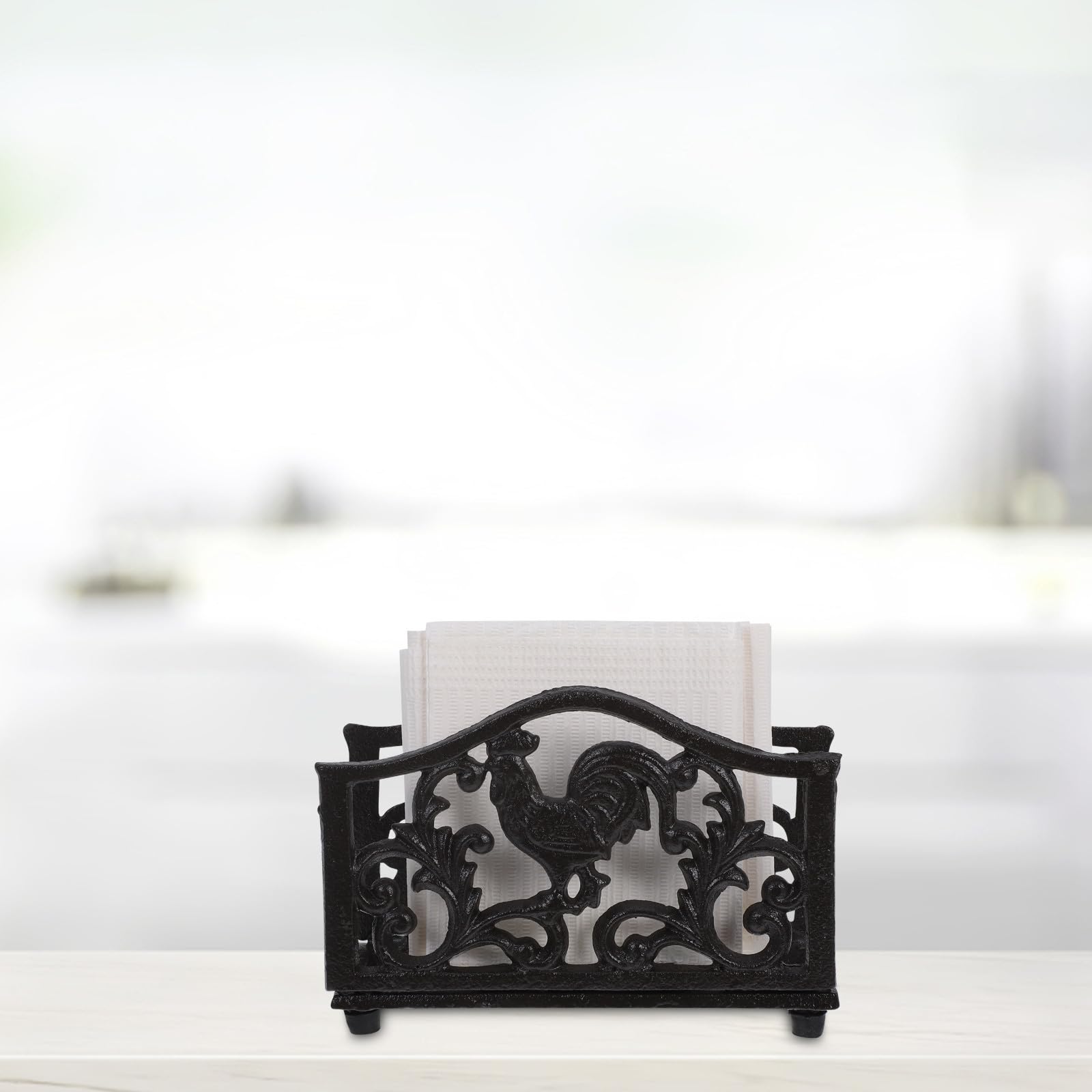 Servilletero de Hierro Forjado Estante para Guardar Servilletas Retro Diseño Vintage y Acabado Pulido Espejo Adecuado para Mesa de Comedor o Baño
