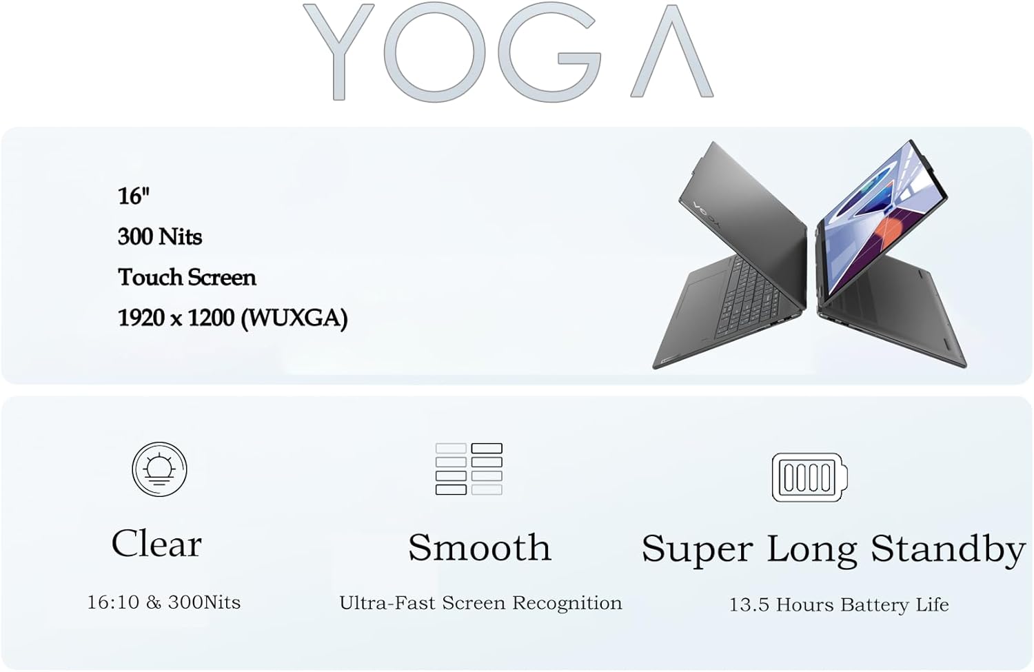 Lenovo - Yoga 7i 16" 16:10 300 Nits WUXGA 2 in 1 Touch-Screen Laptop – 12-Core Ultra 5 125U(Beats i7 1355U) - 2xThunderbolt4 - Wi-Fi6E - Backlit KB- Storm Grey Win11 W/Cloth (16GB RAM | 512GB SSD)
