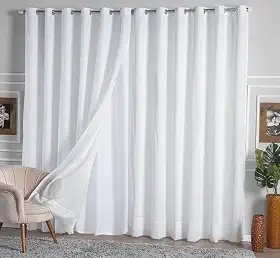 Cortina Linho Flame Voil de Gaze 2,80m x 2,50m com Forro e Abraçadeira - Branco