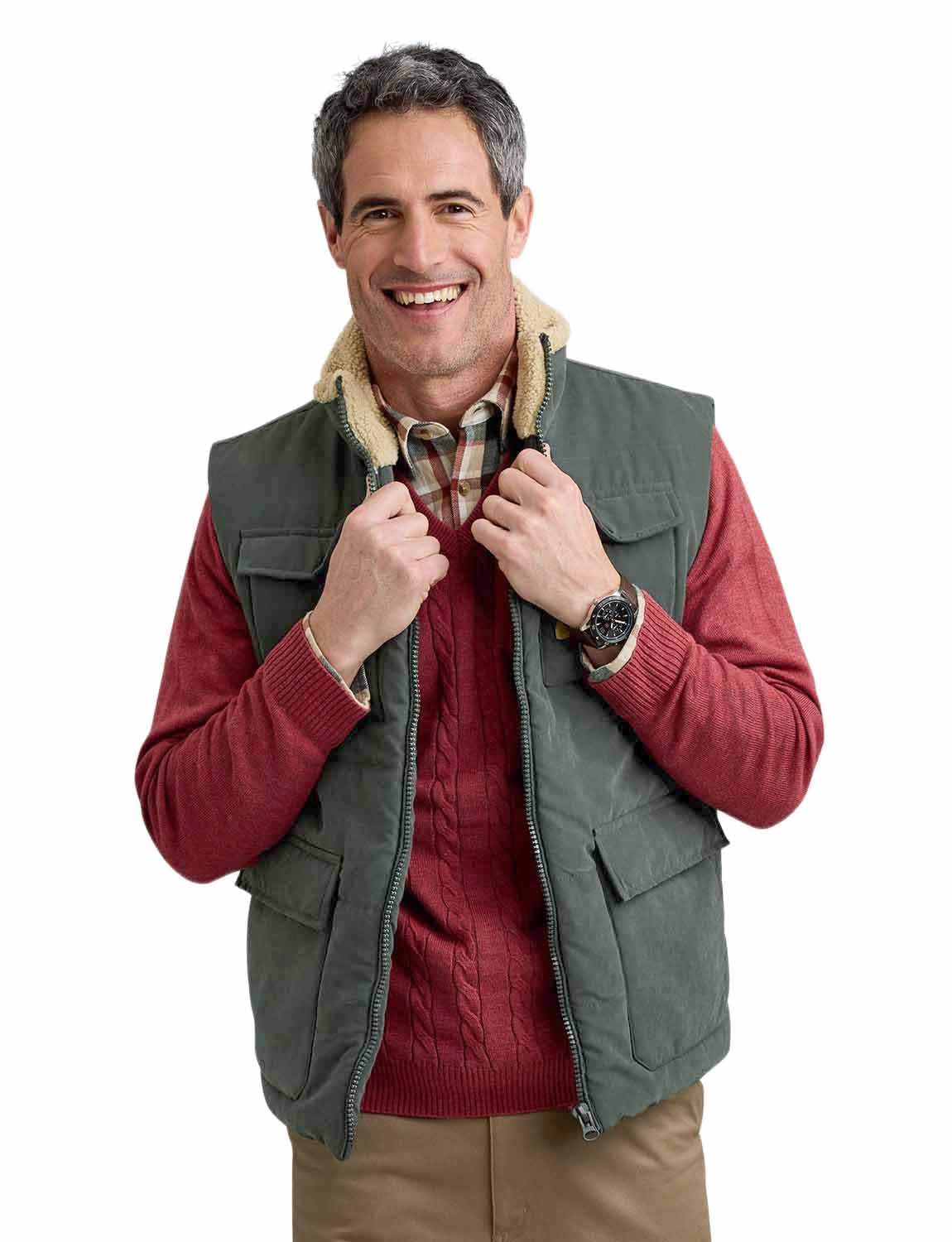 Pegasus Men's Olive Outerwear Gilet Sherpa Lined Padding For Superior Warmth And Protection Xl