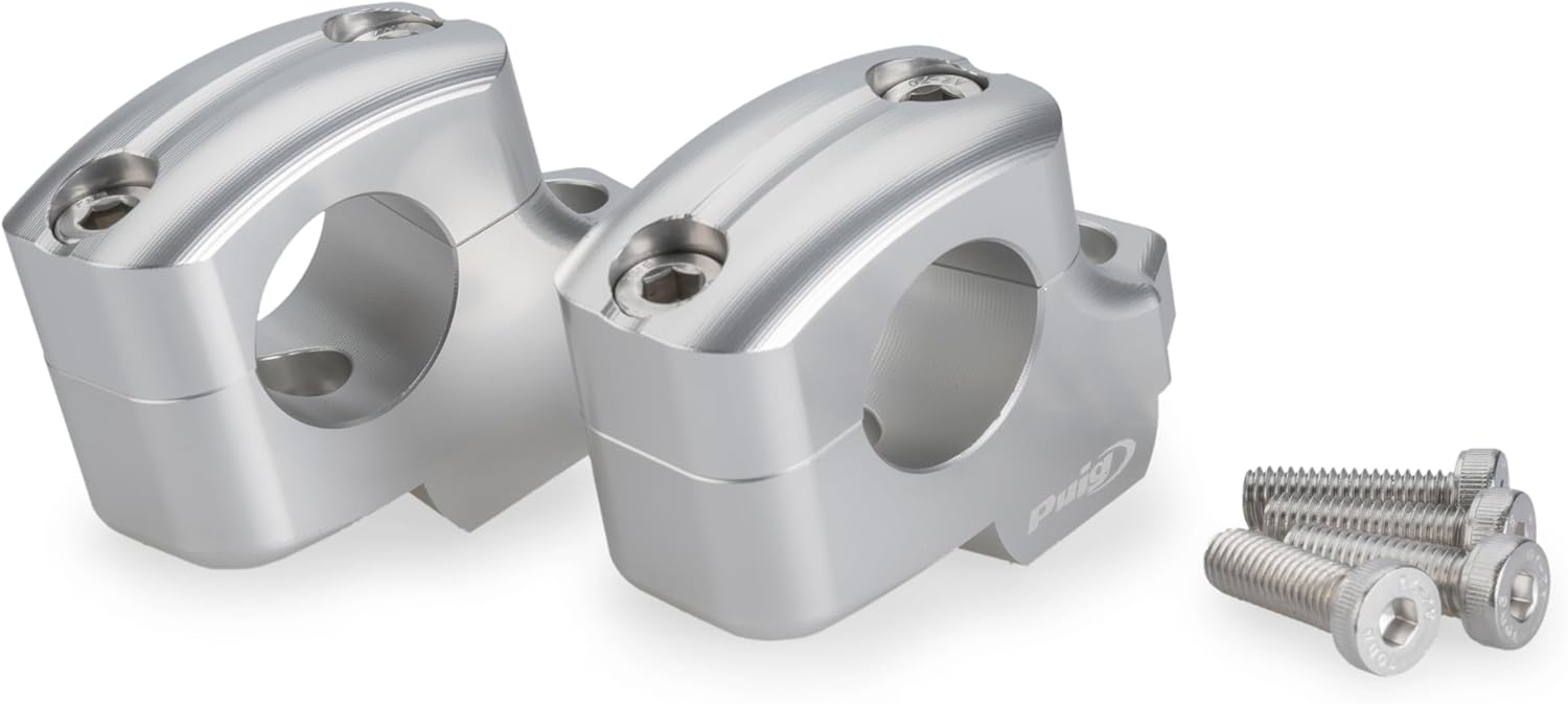 Puig 22101 Pullback Risers to Improve Handlebar ergonomics with 25 mm Rise and 16 mm Pullback, Made of machined Anodized Aluminum for Enhanced Durability