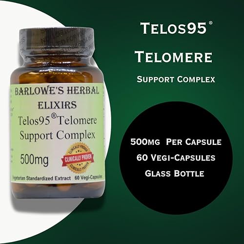 Miniatura 3 de Barlowe's Herbal Elixirs Telos95® Telomere Support Complex | Fórmula avanzada de salud celular y longevidad | 500 mg con extracto de astrágalo | Sin
