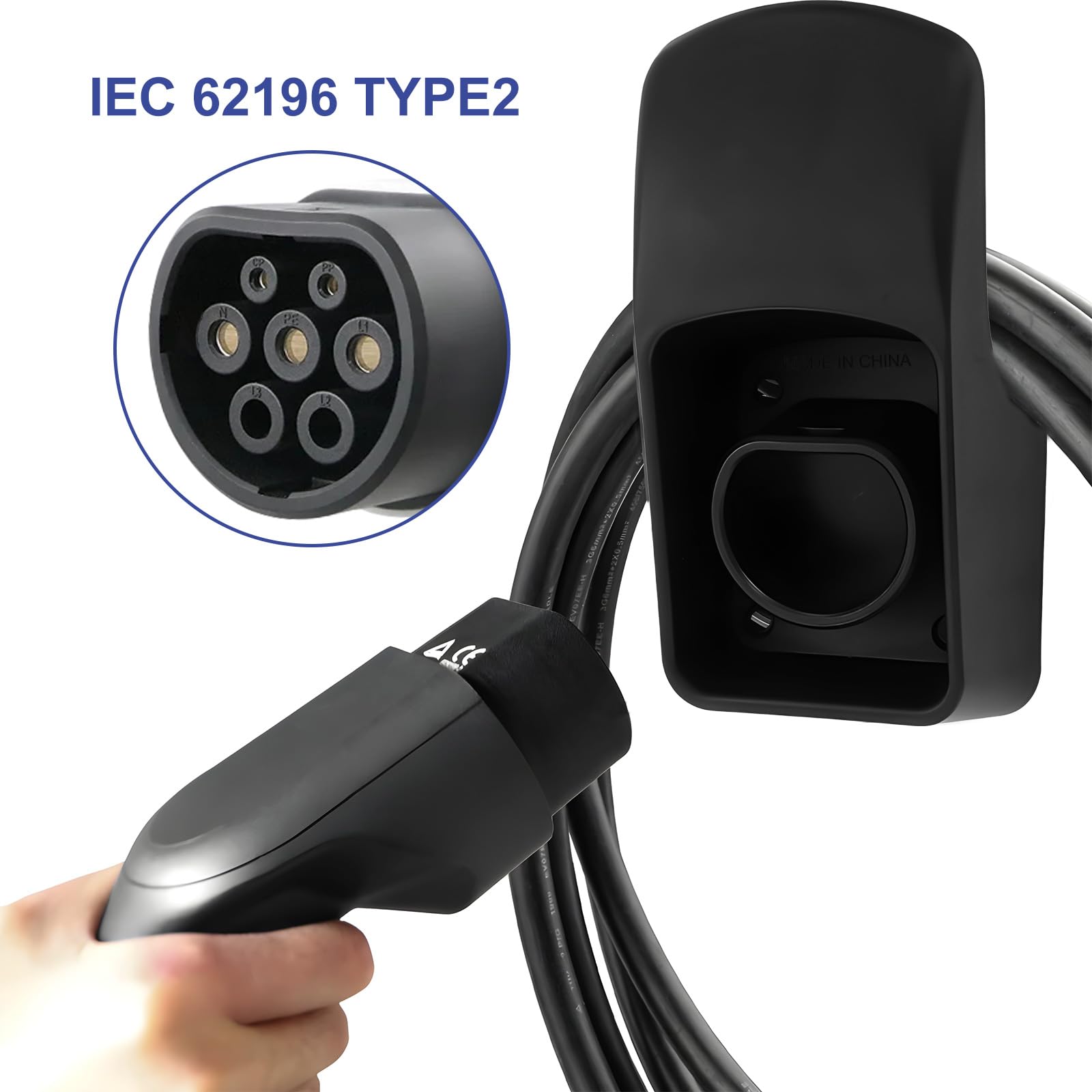 Murale Support Mural Câble Recharge Voiture Électrique Type 2 - Rangement Organisé Étanche Prise Type 2