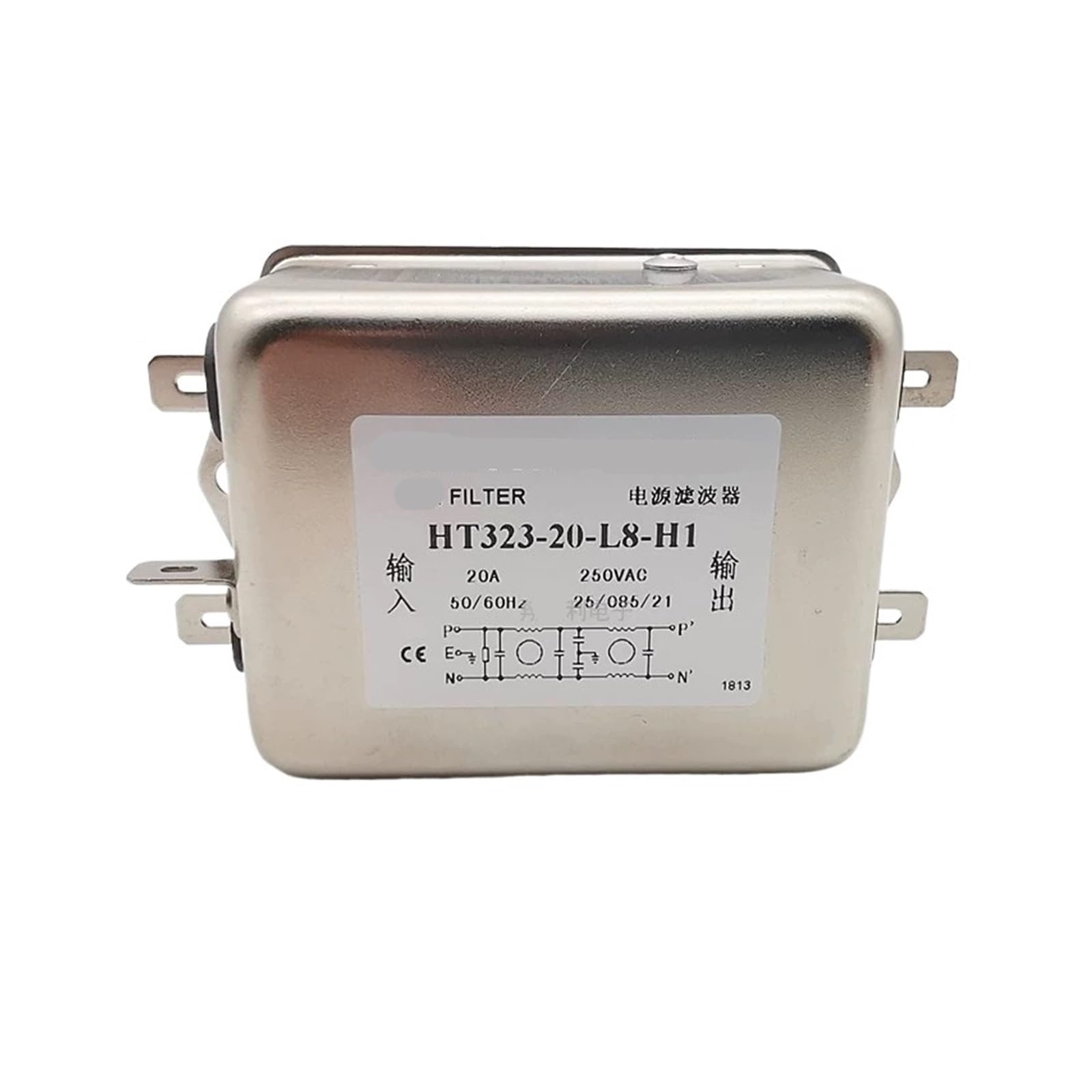 Filtro antiinterferencias electromagnéticas HT323-20-L8-H1 de 20A para equipos eléctricos