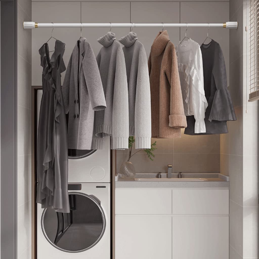 Barra de secado ajustable sin perforaciones, barra telescópica multifuncional para cortina de ducha y estante de secado, gris (120-200 cm) para una fácil instalación y solución de ahorro de espacio.