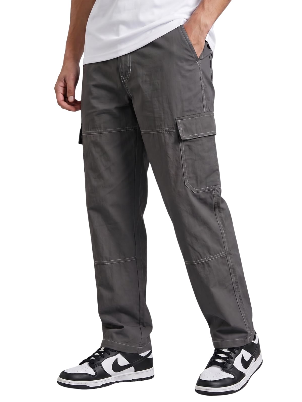veirdo Men’s Cargo Pants | Relaxed Fit Utility Trousers with Multi Pockets | Casual Streetwear Cotton Bottoms – Beige, Black & Grey| Sizes: S to XXL-picture-16