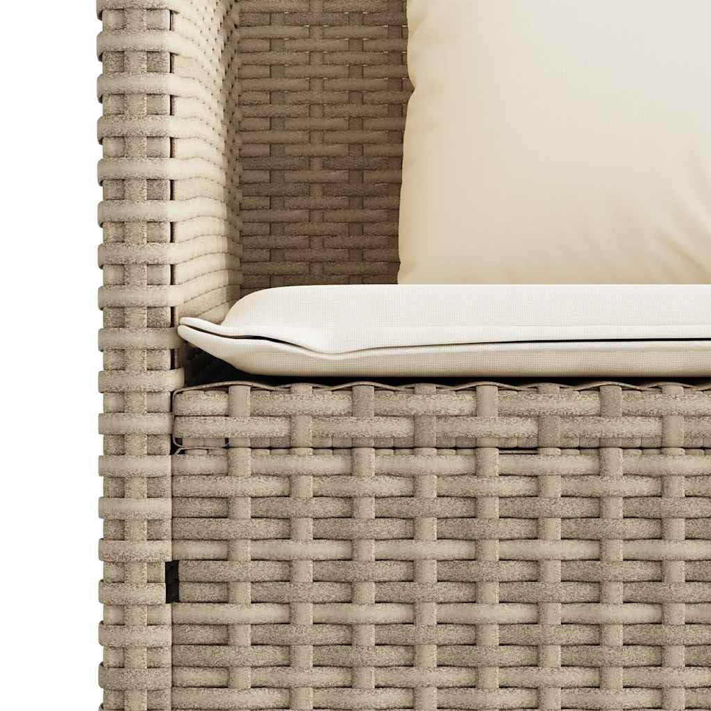 Ławka ogrodowa z poduszkami, beżowa, rattanowa PE z miejscem do przechowywania, 113 x 61 x 87 cm, odporna na warunki atmosferyczne, na balkon i taras, z wodoodpornym workiem, do 110 kg na