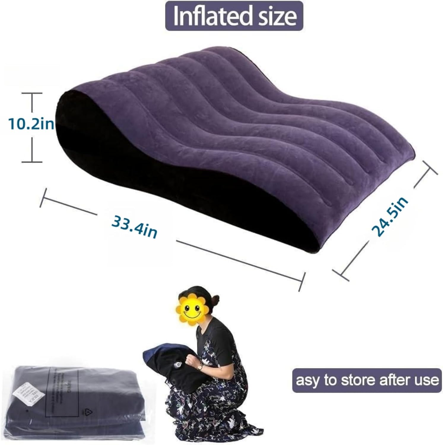 Coussin sexuel gonflable Coussin sexuel en PVC floqué Chaise sexuelle Coussin de voyage Coussin magique Coussin de soutien corporel, utilisé pour le positionnement des couples, position plus profonde