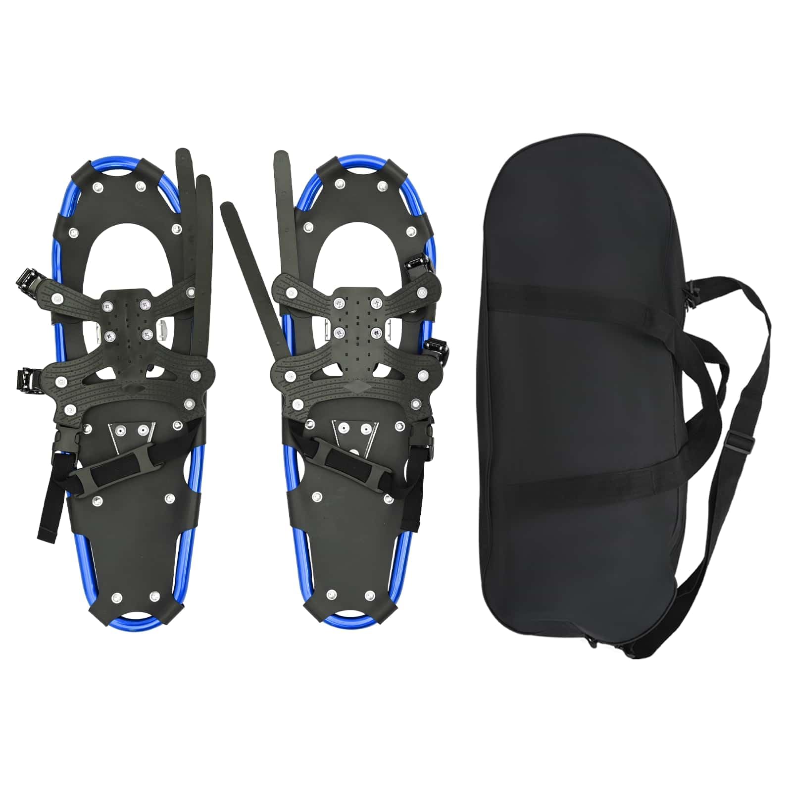 vidaXL Ciaspole 3 in 1 Blu e Nero 63 x 21 cm Alluminio e HDPE, Ciaspole in alluminio per il giardino, attrezzatura outdoor regolabile, accessori moderni per camminare sulla neve