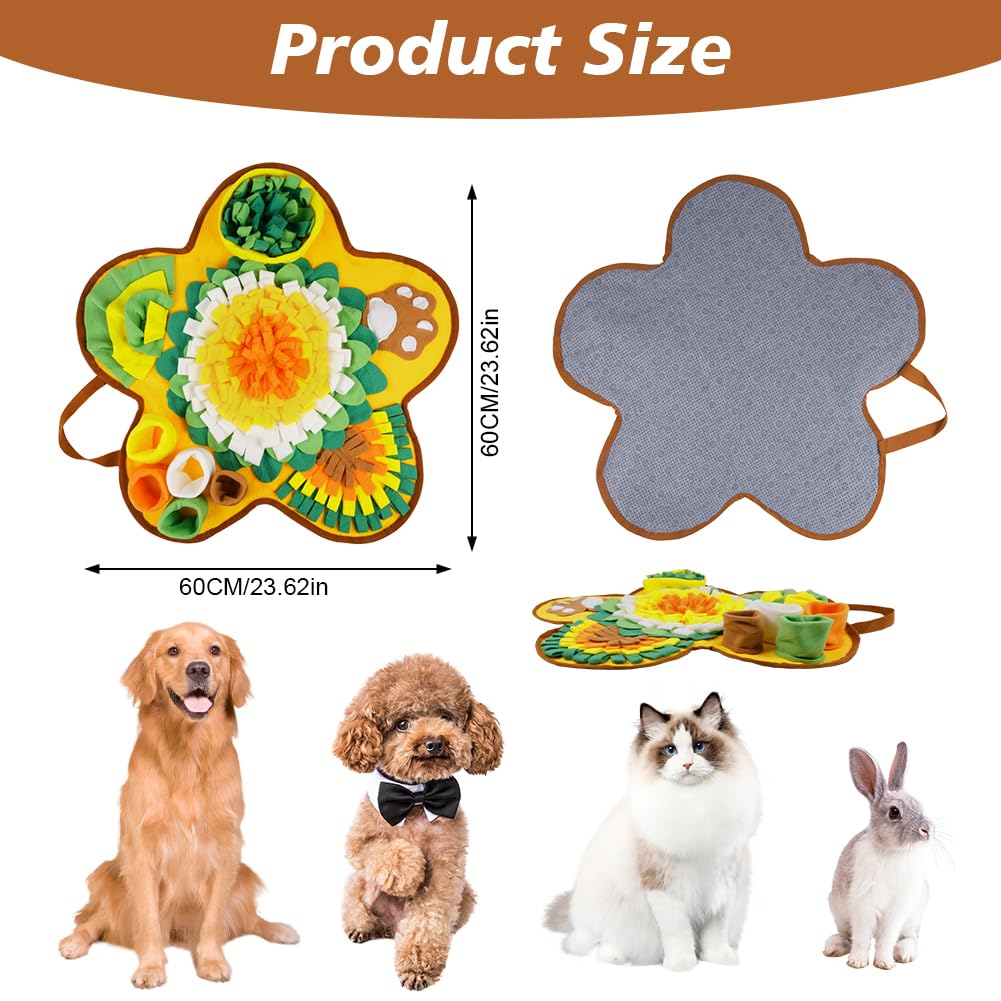 OSDUE Tappeto Olfattivo Cane, 60cm Foraggiamento Tappeto per Cani Addestramento Foraggiamento di Animali Lavabile Antiscivolo Tappetino Puzzle di Snuffle Giocattolo per Cani Attivazione Mentale Cane A