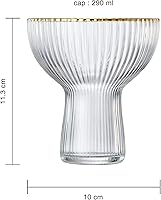 Vista 8 de Copas acanaladas de Margarita, Martini y Champagne con borde dorado – Juego de 2 – Copa de lujo soplada a mano – Fiesta grande, elegante diseño