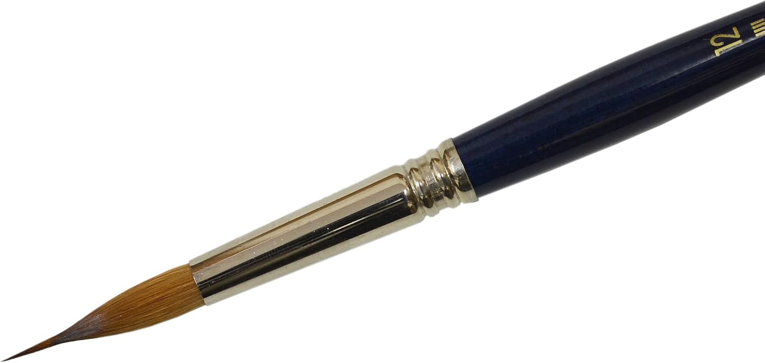 Escoda Optimo Series 1310 Artist Watercolor & Acrylic Short Handle Paint Brush, Pure Kolinsky, Liner, Size 12