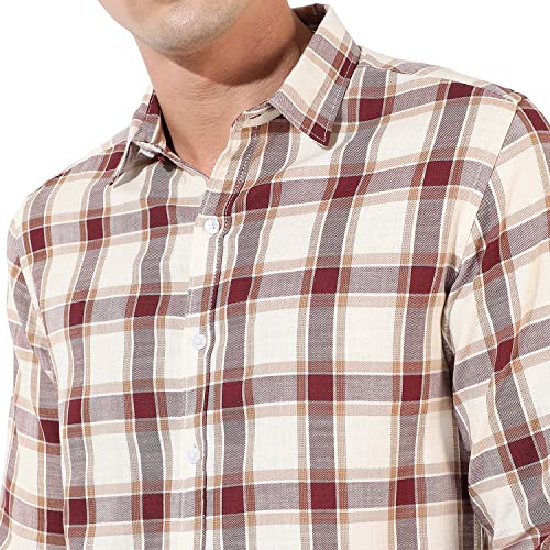 Image of CAHOOT Men's Button Up Shirt for Casual Wear | Regular Fit | Poly Lycra Shirt Crafted with Short Sleeve & Enhanced Stretch Comfort Fit for Everyday Wear