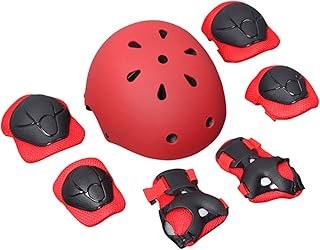 INOOMP Capacetes De Skate De 7 Peças Joelheiras De Capacete Para Crianças Conjunto De Equipamento De Proteção Infantil Joelheiras E Cotoveleiras De Equipamento De Equitação Para Crianças