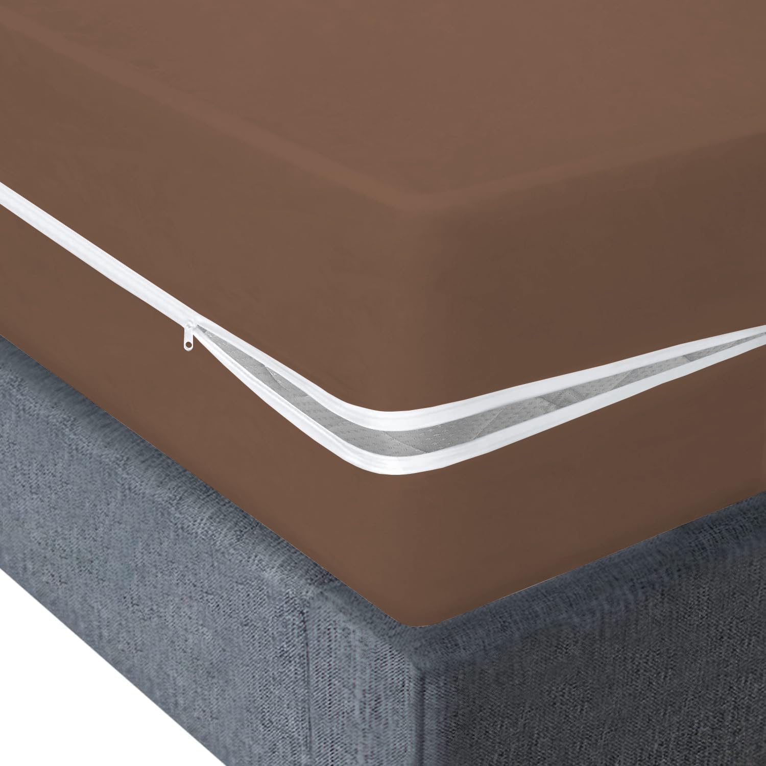 Ultra Soft Waterproof Mattress Protector Single Size Fitting 5" Deep Mattress | Breathable Hypoallergenic Full Mattresses Cover (60x72x5 Inches|5x6x0.41 Feets V05 - Brown)-picture-41