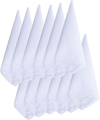 MileyMarla Ladies Embroidery Cotton White Handkerchiefs Lace Wedding Hankies