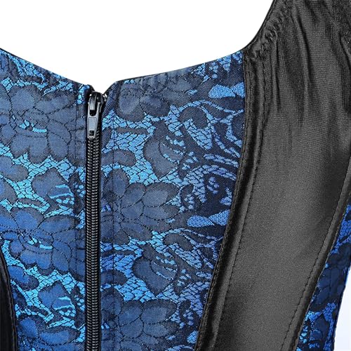 Image of Women's Lace up Gothic Jacquard Shoulder Straps Tank Overbust Shaper Corset Bustiers Top