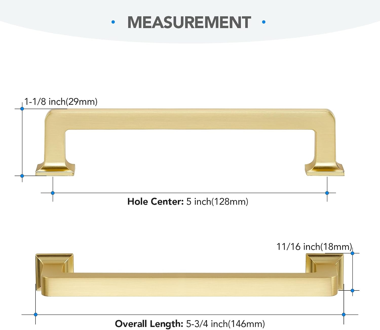 HOME EDIT 10 Pack 5 Inch Brushed Gold Cabinet Handles Solid Zinc Alloy Pulls for Kitchen Cupboard & Drawer Hardware
