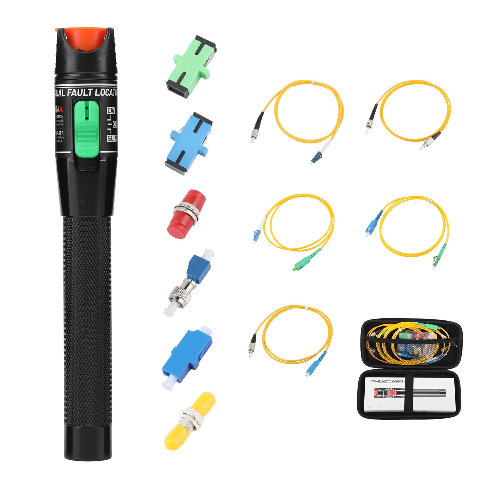 Visueller Fehlersucher 30km mit FC-Stecker auf LC-Buchse-Adapter APC/SC UPC/ST FC SC LC, VFL-Tester Kit, Glasfaserkabeltester mit glasfaserkabel