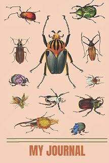 Vintage Beetle Illustration Themed Journal Notebook: Cute Bugs Collection Cover Blank Lined Writing Notepad Diary of 6 x 9 inch with 120 Pages for ... Gift Idea for Kids Teens Girls Women Men