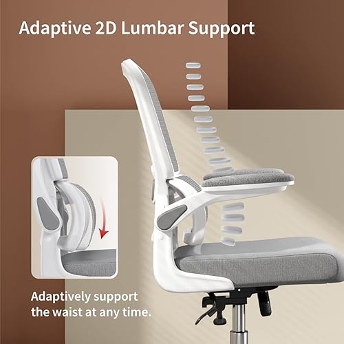 Miniatura 3 de Silla de oficina ergonómica, cómoda silla de oficina con brazos abatibles, soporte lumbar adaptable, silla de computadora de malla con cojín grueso,