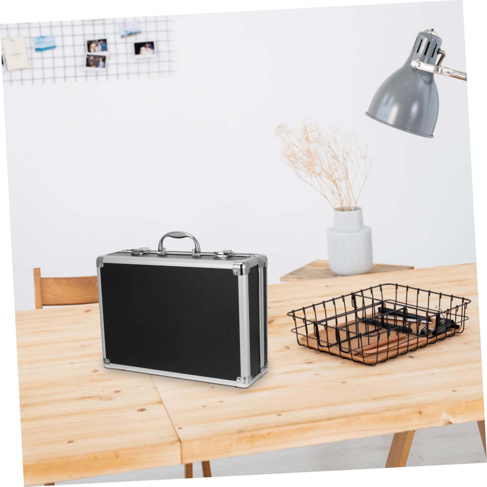 HOMSFOU Scatola in Alluminio Per Dispositivi Contenitore Per Strumenti e Attrezzi Design Maniglia Per Trasporto Facile Per Uso Domestico e Viaggi