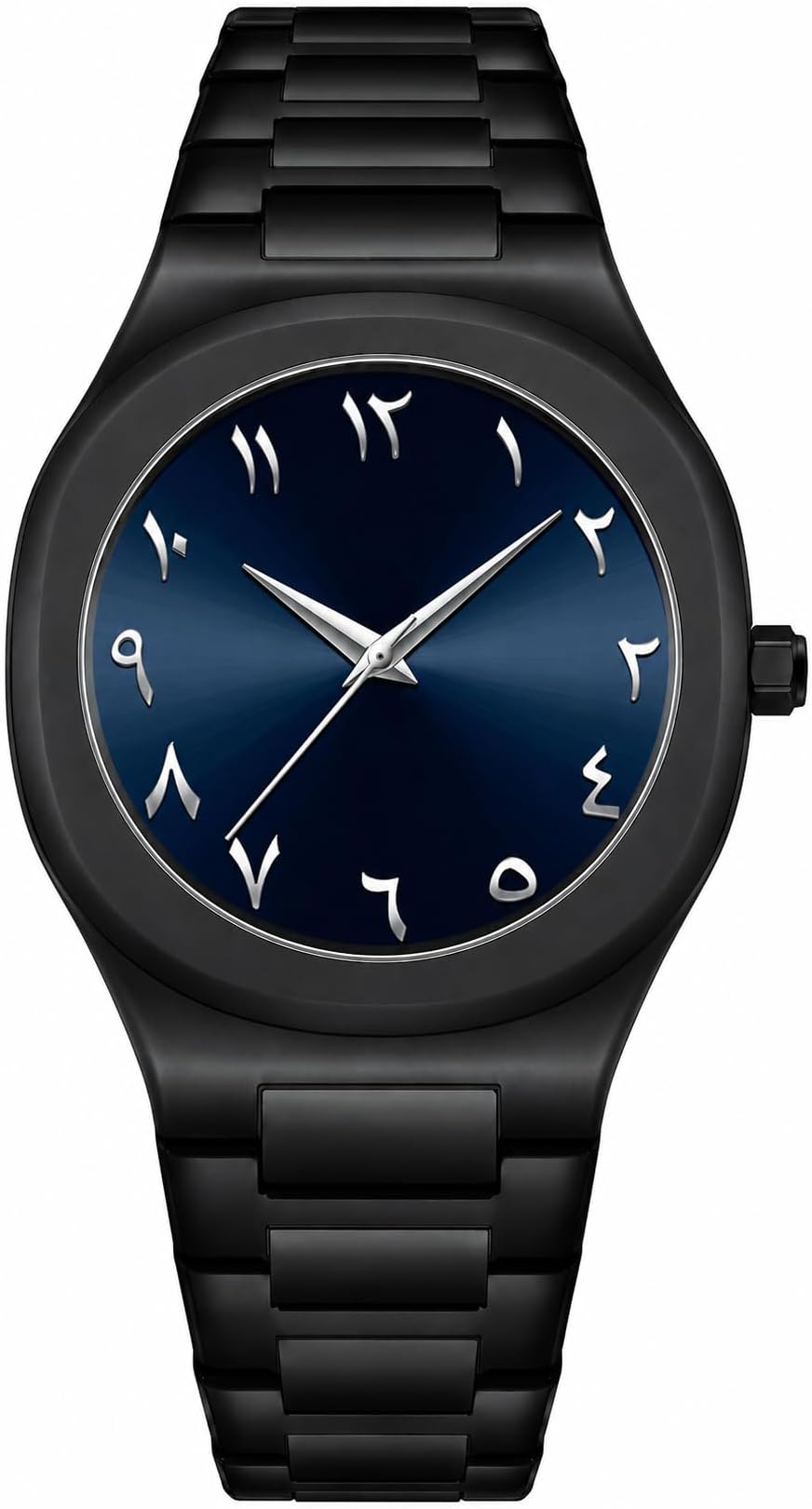 Fashion Men's Quartz Watch with Middle Eastern Arabic Numeral Dial Design Stylish Stainless Steel Waterproof Business Casual Wristwatch