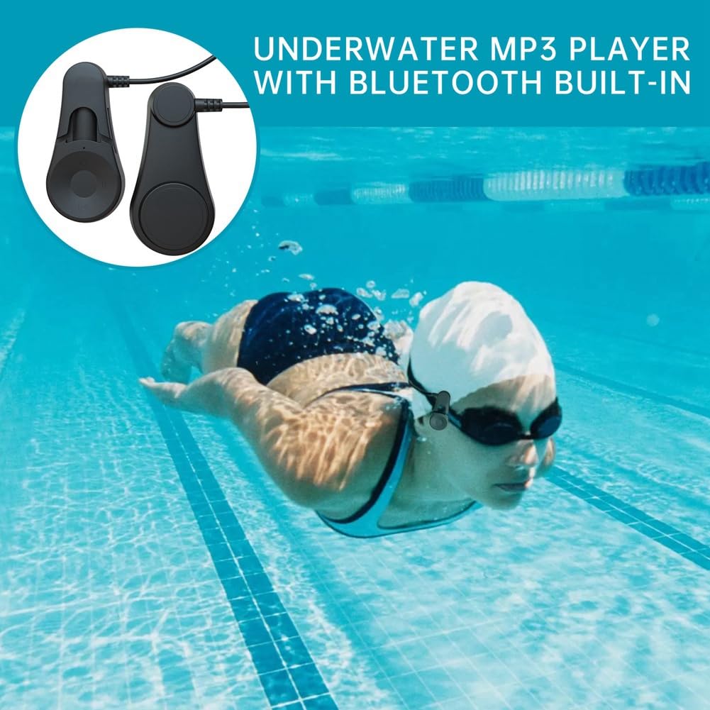 Swimming Headphones,Bone Conduction Bluetooth Headset, IPX8 Waterproof,Underwater MP3 Player for Swimmers,Diving Sports