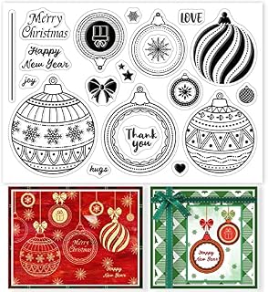 GLOBLELAND Christmas Ornament Clear Stamps Christmas Bauble Decorations Silicone Clear Stamp Seals for Cards Making DIY Scrapbooking Photo Journal Album Decoration