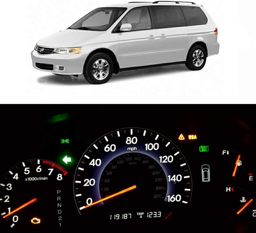 WLJH High Bright Ice Blue Dash Light Instrument Panel Cluster Gauge Speedometer Backlighting Bulbs Led Kit for 1998-2004 Honda Odyssey, Pack of 24