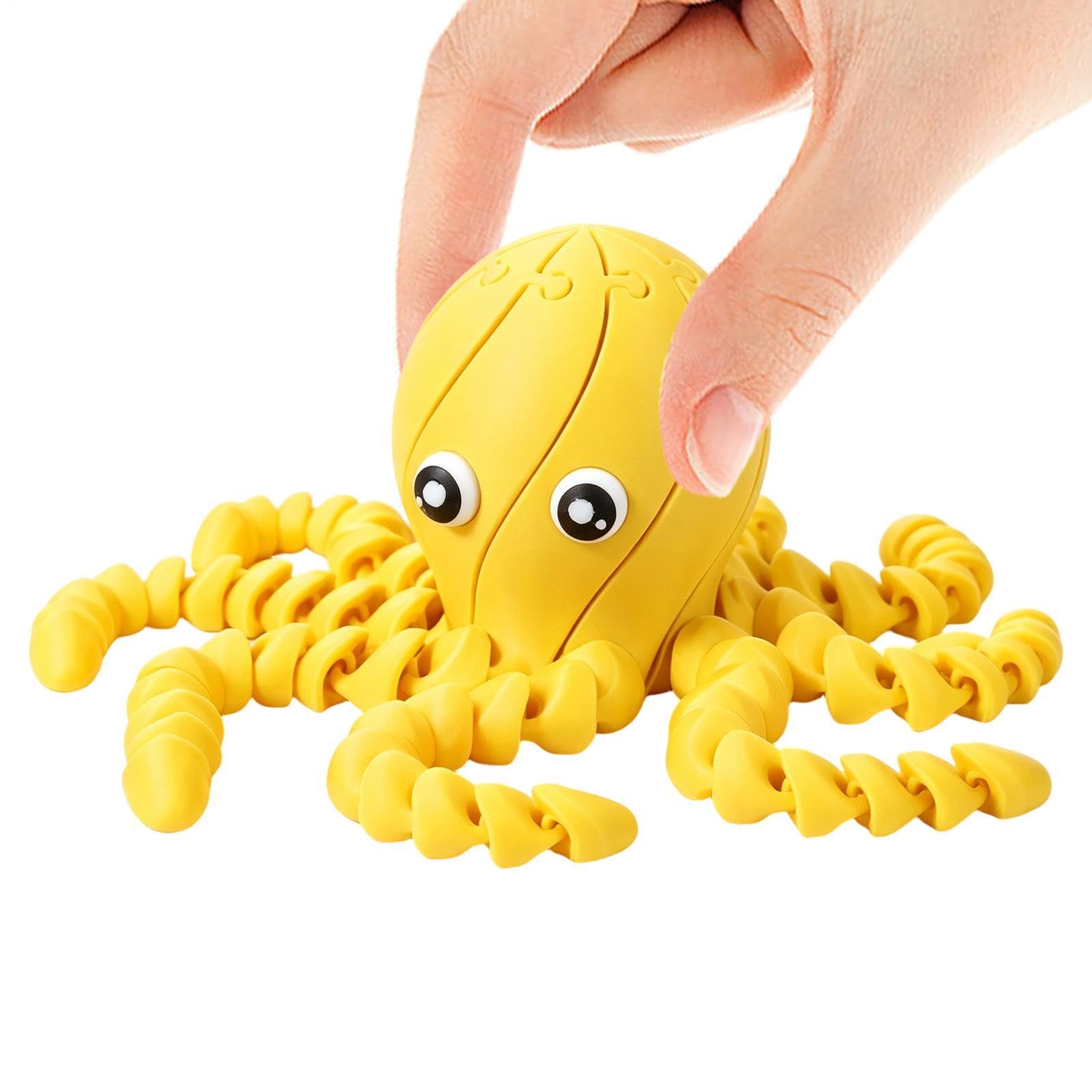 3D Printed Octopus Stress Relief Toy – Flexible Joints Fidget Toy