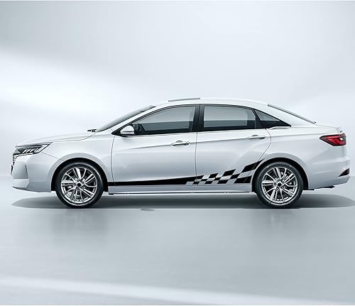 Miniatura 4 de SUNJIKA 2 calcomanías universales de tótem de celosía de rayas deportivas, calcomanías de vinilo para decoración de carreras, accesorios para puerta