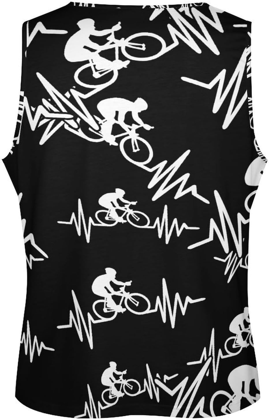 Heartbeat Pulse Line with Bike Mens Tank Tops Sleeveless Muscle Shirts Beach Casual Gym Shirt Vest Tee Tops