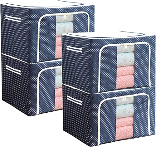 Image of Storage Box for clothes Cloth storage box wardrobe organizers (66 LTR Pack of 4, Blue Polka)
