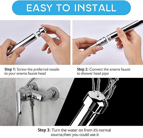 Miniatura 3 de Cabezal de ducha con boquilla de metal, 2 cabezales de ducha, 3 limpiadores de aluminio, sistema de limpieza con manguera de 59 pulgadas y gancho