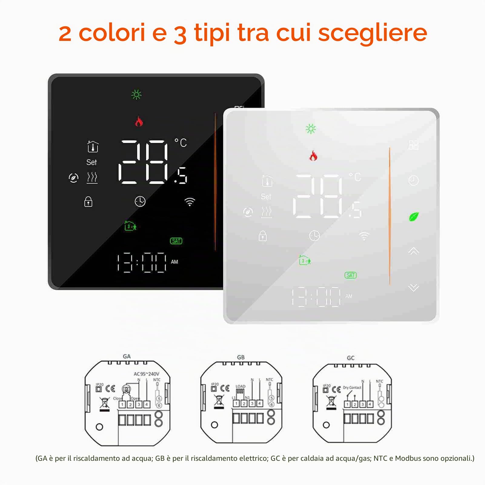 Termostato Intelligente WiFi,Termostato WiFi per Caldaia a Gas,Programmabile,Touch Screen Retroilluminato,Controllo vocale Compatibile con Alexa/Google