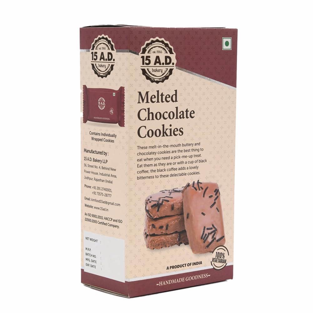 15 A.D. Bakery LLP Handmade Melted Chocolate Cookies | Traditional Pure Vegetarian Cookies | Pack of 2X200 = 400 Grams Chocolate Cookies | Gift Box | Pure Vegetarian, Chocolate Cookies, Biscuits | Enjoy freshness up to 1 year (B09SXTCRM1) Amazon Price History, Amazon Price Tracker