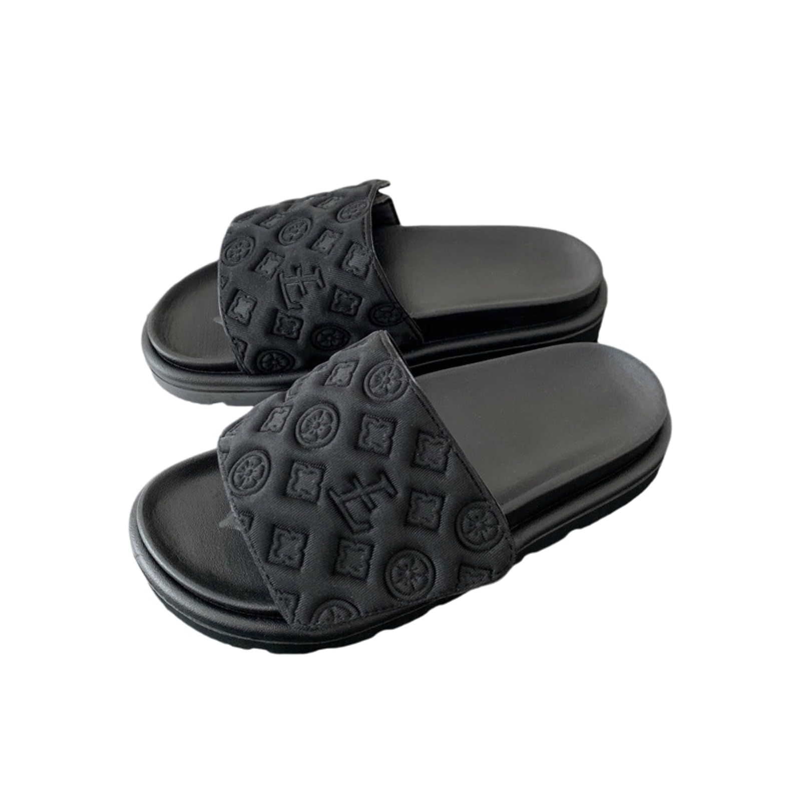 Pantoufles plates design en mousse EVA durable, les sandales d'été femme élégantes noir 36-37