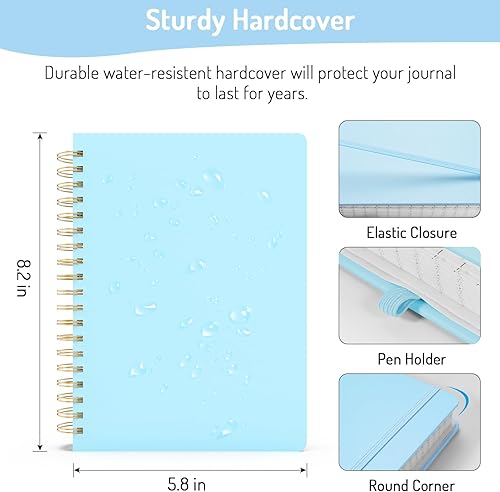 Vista 83 de Forvencer Cuaderno rayado en espiral con 300 páginas numeradas, diarios gruesos A5 para escribir con papel de 3.53 oz/m², cuadernos de tapa dura