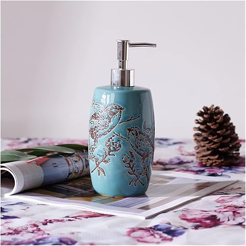 Dispensadores de jabón de estilo retro de cerámica para manos Loción Champú Gel de ducha Botella de prensa de jabón de baño Dispensador de jabón