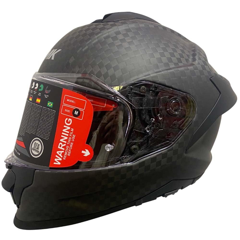 SMK Titan Carbon Mate, Casco de Moto Integral con Visor Solar Interior, Unisex Helmets Hombre y Mujer, Homologado 22.06