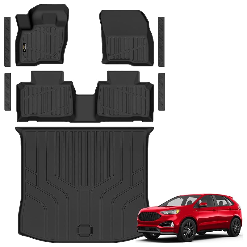 Kit de tapetes automotivos e protetor de porta-malas sob medida para Ford Edge 2015–2026 YonMeoo, preto, 8 peças