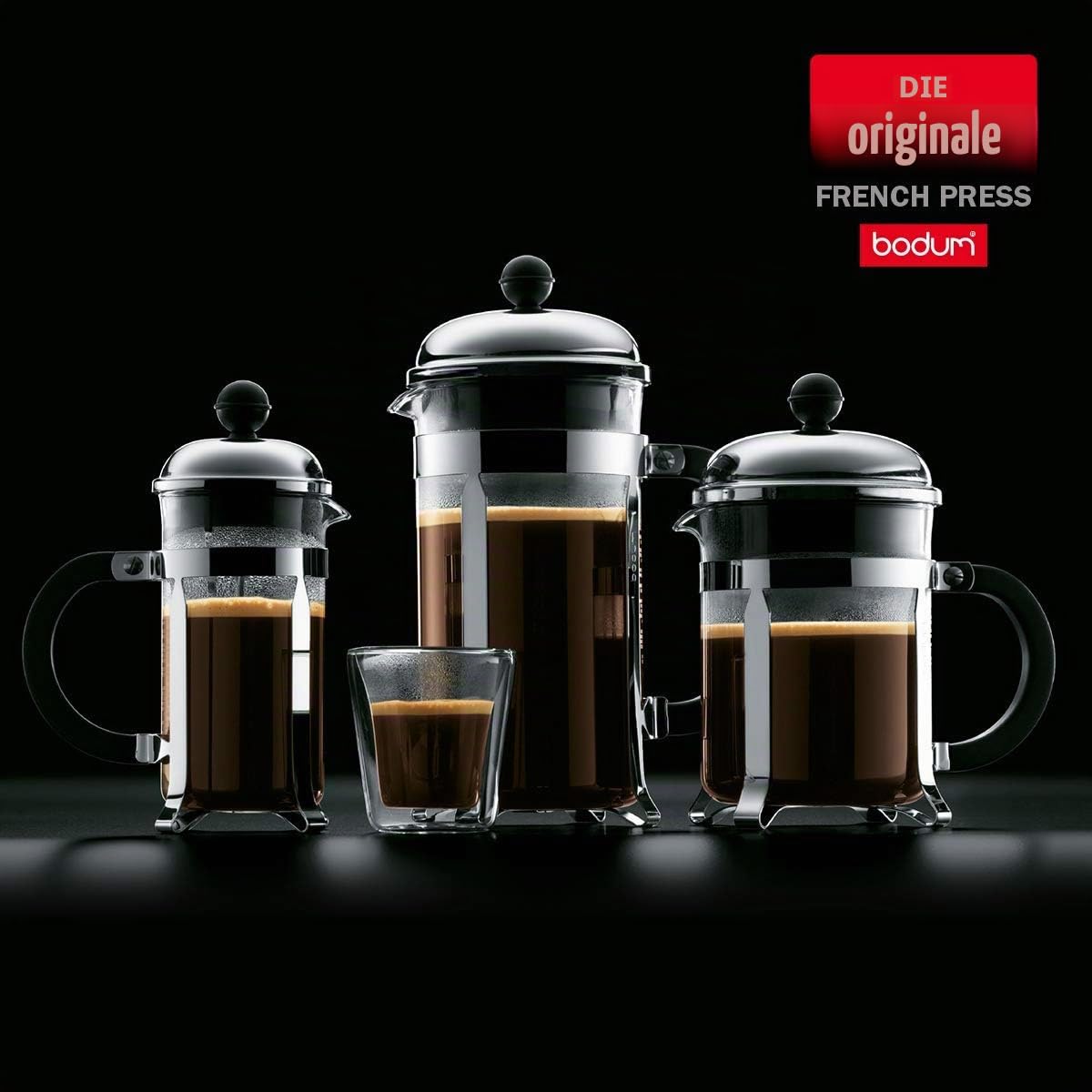 Bodum Chambord Kaffeebereiter 8 Tassen mit Metallrahmen, Chrom, Schwarz, 10.6 x 17.1 x 24.5 cm, 1 Einheiten