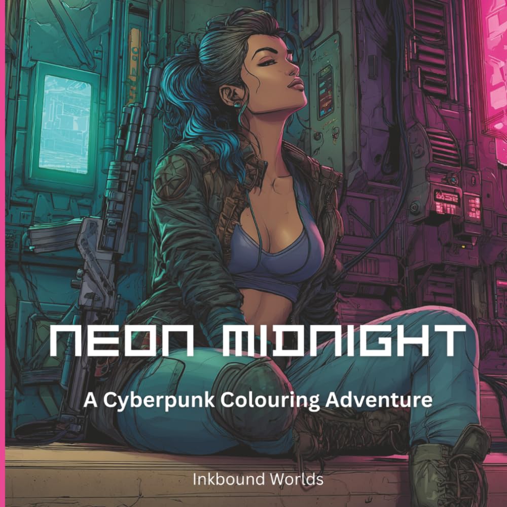 Cyberpunk Coloring Book for Teens — Neon Midnight: 50 Advanced Sci-Fi & Dystopian Illustrations | Androids, Neon Cities & Hacker Scenes | Single-Sided Pages | Inkbound Worlds