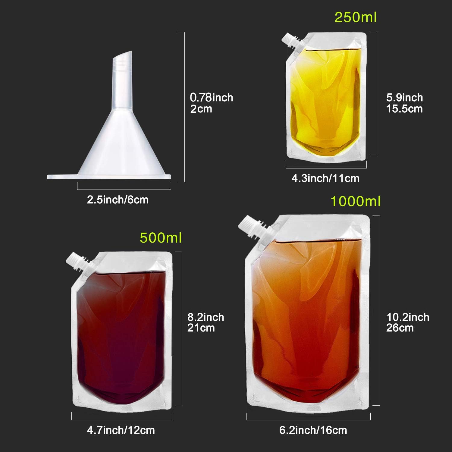 Buу 1 gеt 1 Cruise Liquor Flask Kit for Travel,Concealable and Reusable Rum Runner Alcohol Juice Travel Plastic Liquor Bags for Sneak Drink-4 x 32 oz + 3 x 16 oz + 3 x 8 oz + 1 funnel