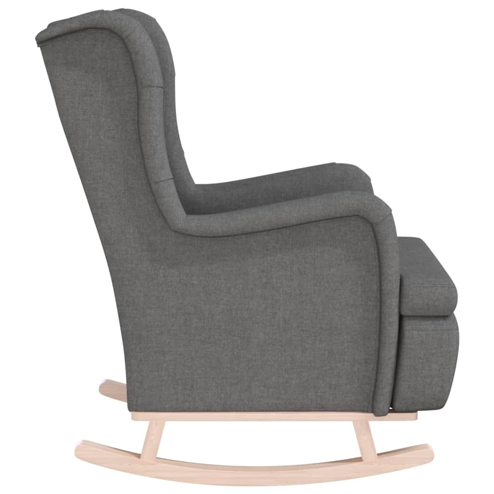 Homgoday Sillón con Patas mecedoras Madera Maciza Caucho Tela Gris Claro Sillon Relax sillones para el salón Sillon Lactancia butaca reclinable Silla Lectura